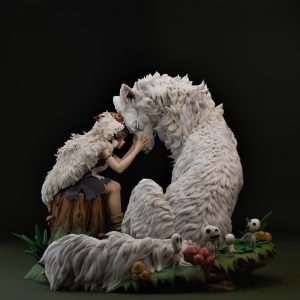 Figurine Princesse Mononoké San et Loup